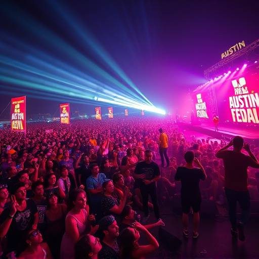 A short promotional video for the 'Austin Music Festival', capturing the vibrant atmosphere and showcasing various artists performing live.