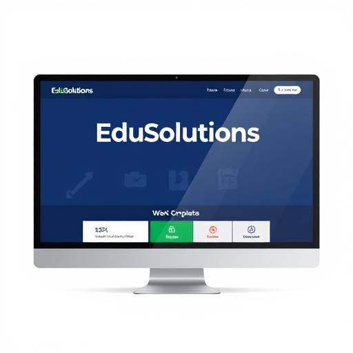 Screenshot from an animated explainer video demonstrating a software application for 'EduSolutions'